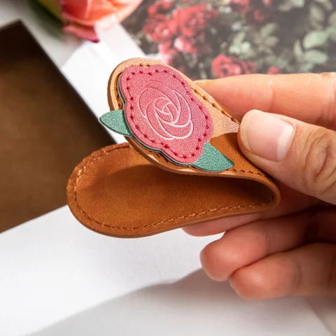 Leather Floral Magnetic Bookmark