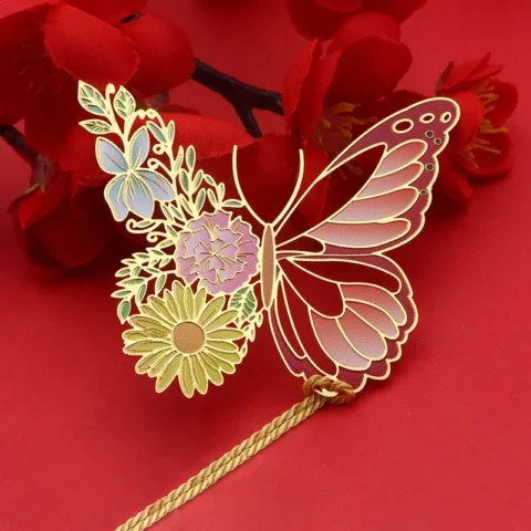 Butterfly Metal Bookmark – Floral Series